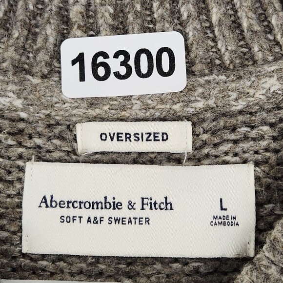 Abercrombie Fitch Sweater Mens Large Tan Oversized Soft Crew Neck Pullover - Picture 6 of 10